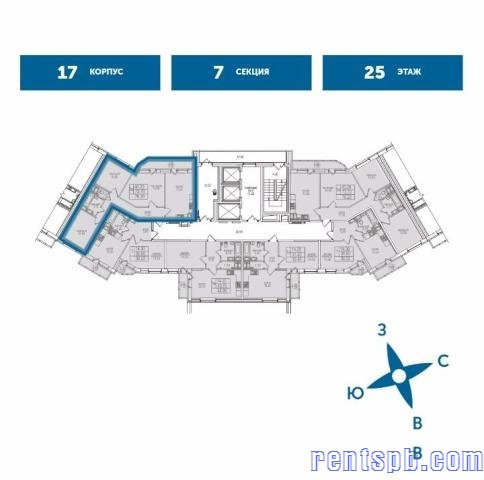 Продам  ЖК «Северная Долина»  , Корпус 17      3-к квартира  76.2 м²