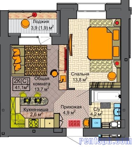 Продам квартиру  в новостройке     
2-к квартира  41.1 м²  на 3 этаже  16-этажного кирпичного дома